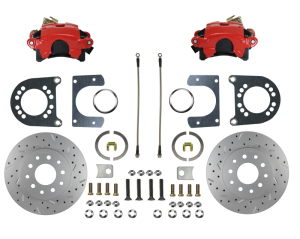 LEED Brakes - LEED Brakes Rear Disc Brake Conversion Kit - MaxGrip XDS- Red Powder Coated Calipers - Ford 8in 9in Small bearing - RRC0001X