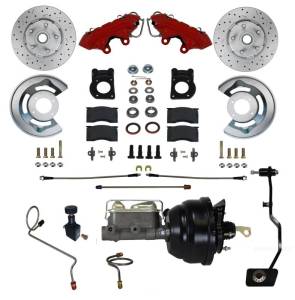 LEED Brakes - LEED Brakes Power Front Kit with Drilled Rotors and Red Powder Coated Calipers - RFC0002-X405MX