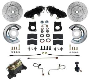 LEED Brakes - LEED Brakes Manual Front Kit with Drilled Rotors and Black Powder Coated Calipers - BFC0003-405X