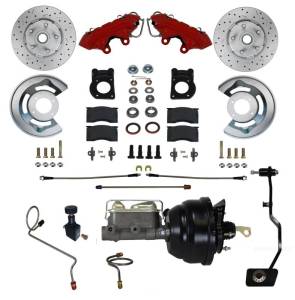 LEED Brakes - LEED Brakes Power Front Kit with Drilled Rotors and Red Powder Coated Calipers - RFC0003-X405MX