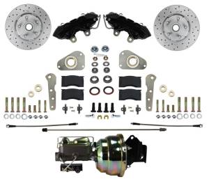 LEED Brakes - LEED Brakes Power Front Kit with Drilled Rotors and Black Powder Coated Calipers - BFC0025-8307X