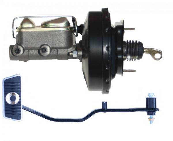 LEED Brakes - LEED Brakes 9 inch power brake booster with bracket, 1 inch bore master cylinder with Automatic Trans Brake Pedal - 034PA