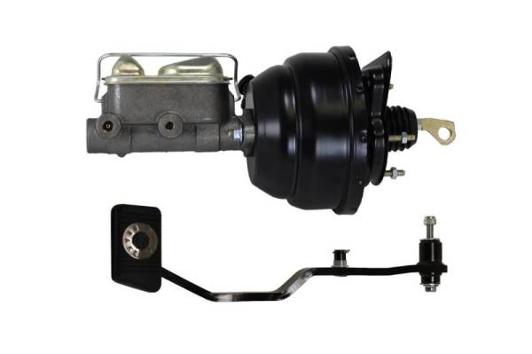 LEED Brakes - LEED Brakes 8 inch Dual Diaphragm power brake booster with bracket, 1 inch bore master cylinder with Manual Trans Brake Pedal (Black) - FC0020HK