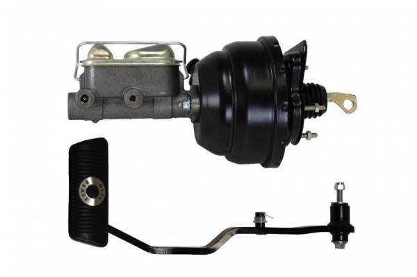 LEED Brakes - LEED Brakes 8 inch Dual Diaphragm power brake booster with bracket, 1 inch bore master cylinder with Automatic Trans Brake Pedal (Black) - FC0021HK