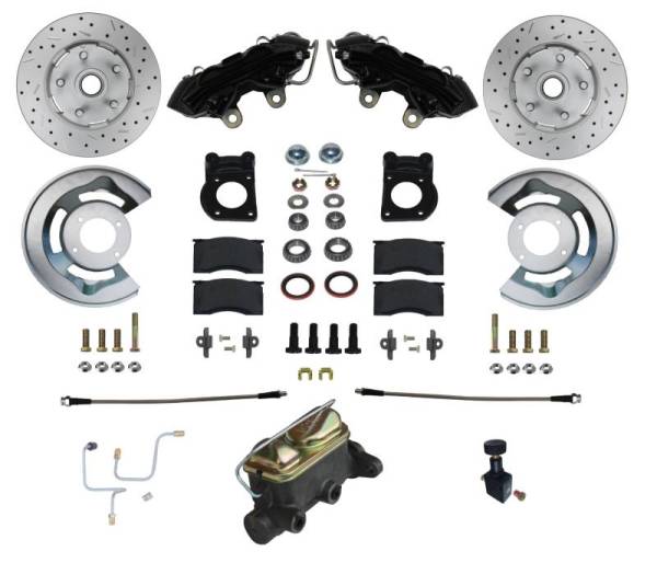 LEED Brakes - LEED Brakes Manual Front Kit with Drilled Rotors and Black Powder Coated Calipers - BFC0001-405X