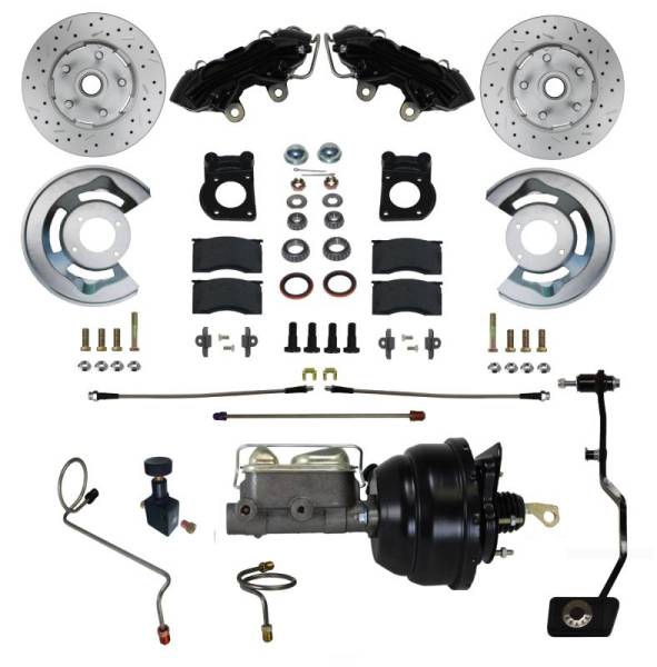 LEED Brakes - LEED Brakes Power Front Kit with Drilled Rotors and Black Powder Coated Calipers - BFC0003-X405MX