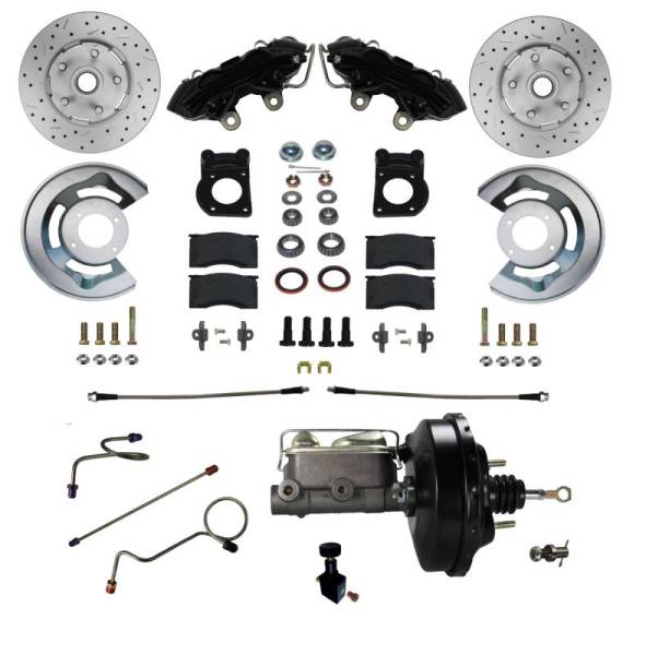LEED Brakes - LEED Brakes Power Front Kit with Drilled Rotors and Black Powder Coated Calipers - BFC0004-W405X