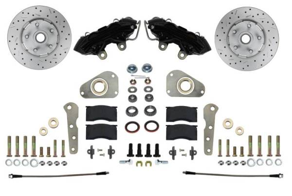 LEED Brakes - LEED Brakes Spindle Kit with Drilled Rotors and Black Powder Coated Calipers - BFC0025SMX