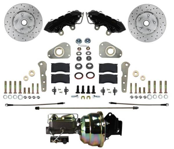 LEED Brakes - LEED Brakes Power Front Kit with Drilled Rotors and Black Powder Coated Calipers Ford Full Size 4 Piston - Y Block Cars - BFC0025-Y307X