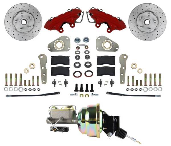 LEED Brakes - LEED Brakes Power Front Disc Brake Conversion Ford Full Size 4 Piston - Factory Power Brake Cars | MaxGrip XDS Rotors | Red Calipers - RFC0025-P307X