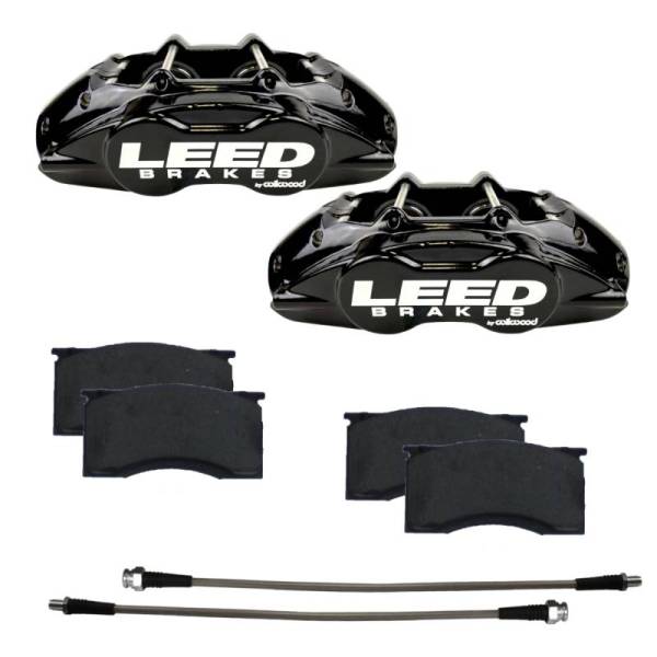 LEED Brakes - LEED Brakes MaxGrip Lite 4 Piston Aluminum Calipers | Caliper Upgrade for 1964-67 Mustang - Black Calipers - BCC0005