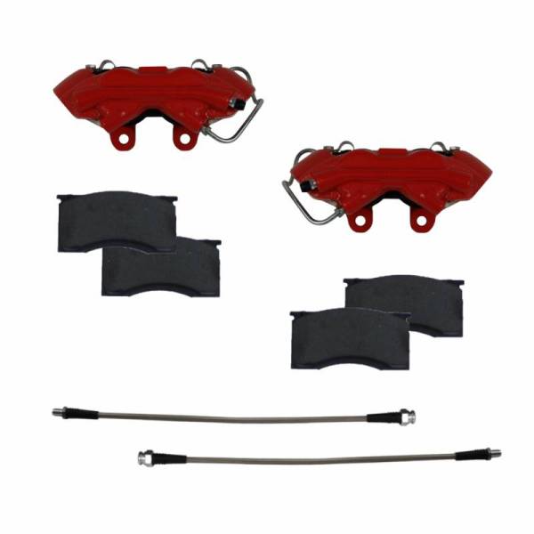 LEED Brakes - LEED Brakes 4 Piston Calipers | Caliper Upgrade for 1964-67 Mustang - Red Powder Coated - RCC0001