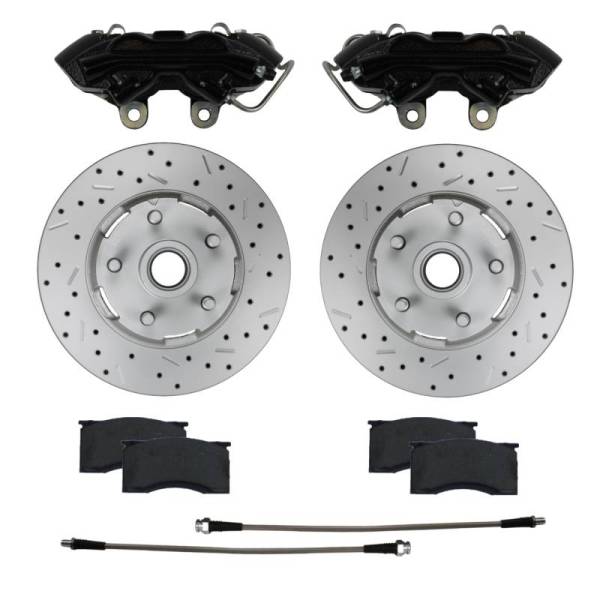 LEED Brakes - LEED Brakes 4 Piston Calipers | Caliper Upgrade for 1964-67 Mustang with MaxGrip XDS Rotors & Black Powder Coated Calipers - BCC0001RKX