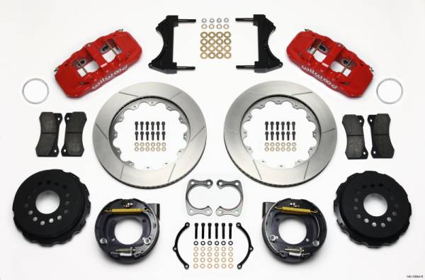 Wilwood - Wilwood AERO4 Rear P-Brake Kit 14.00in Red Big Ford New Style 2.36in Offset - 140-10944-R