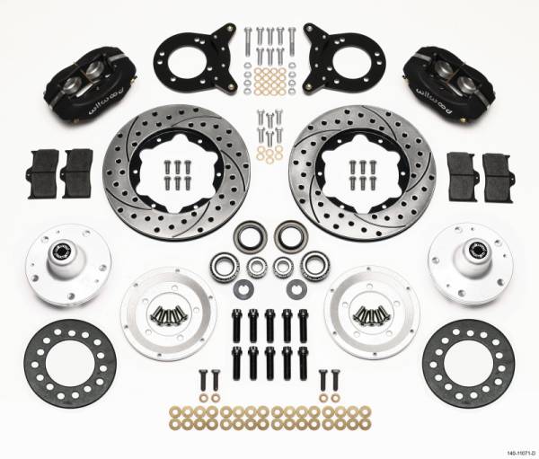 Wilwood - Wilwood Forged Dynalite Front Kit 11.00in Drilled 1965-1969 Mustang Disc & Drum Spindle - 140-11071-D