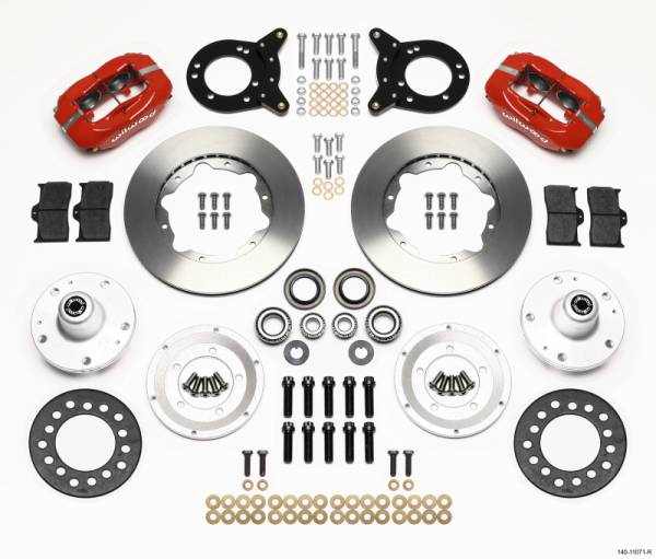 Wilwood - Wilwood Forged Dynalite Front Kit 11.00in Red 1965-1969 Mustang Disc & Drum Spindle - 140-11071-R