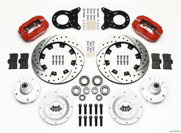 Wilwood - Wilwood Forged Dynalite Front Kit 12.19in Drill Red 1965-1969 Mustang Disc & Drum Spindle - 140-11072-DR