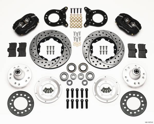 Wilwood - Wilwood Forged Dynalite Front Kit 11.00in Drilled 1970-1973 Mustang Disc & Drum Spindle - 140-11073-D