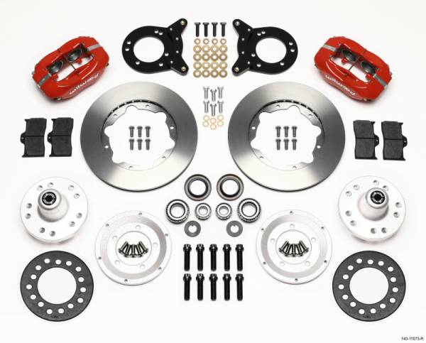 Wilwood - Wilwood Forged Dynalite Front Kit 11.00in Red 1970-1973 Mustang Disc & Drum Spindle - 140-11073-R