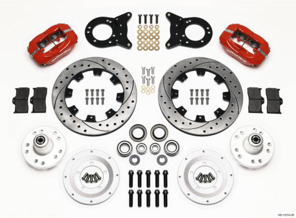 Wilwood - Wilwood Forged Dynalite Front Kit 12.19in Drill Red 1970-1973 Mustang Disc & Drum Spindle - 140-11074-DR