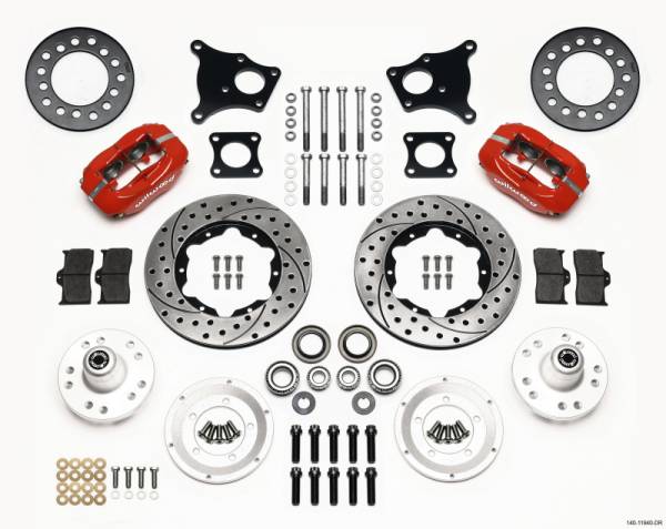 Wilwood - Wilwood Forged Dynalite Front Kit 11.00in Drill-Red AMC 71-76 OE Disc w/o Bendix Brakes - 140-11940-DR