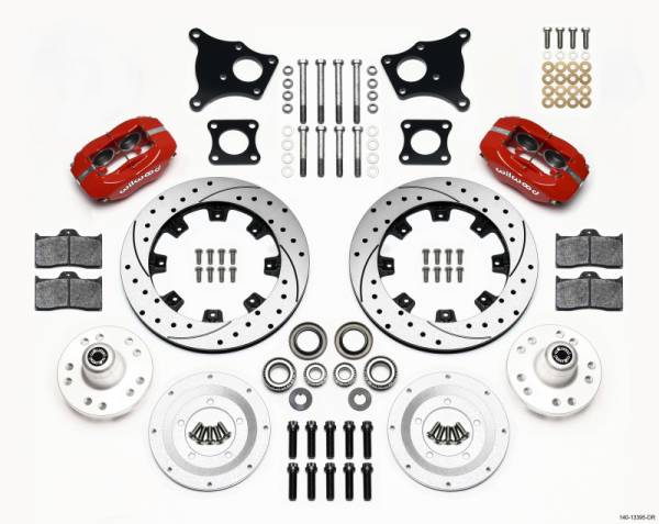 Wilwood - Wilwood Forged Dynalite Front Kit 12.19in Drilled Red AMC 71-76 OE Disc w/o Bendix Brakes - 140-13395-DR