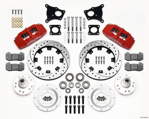 Wilwood - Wilwood Dynapro 6 Front Hub Kit 12.19in Drilled Red AMC 71-76 OE Disc w/o Bendix Brakes - 140-13554-DR