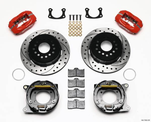 Wilwood - Wilwood Forged Dynalite P/S P-B Kit Drilled Red New Big Ford 2.36in Offset - 140-7582-DR