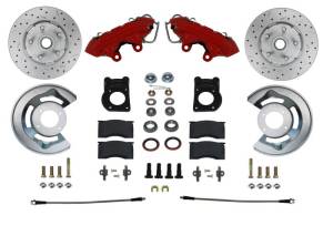 LEED Brakes Spindle Kit with Drilled Rotors and Red Powder Coated Calipers - RFC0001SMX