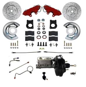 LEED Brakes Power Front Kit with Drilled Rotors and Red Powder Coated Calipers - RFC0004-W405X