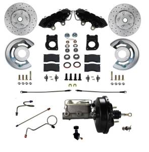 LEED Brakes Power Front Kit with Drilled Rotors and Black Powder Coated Calipers - BFC0004-W405X