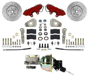LEED Brakes - LEED Brakes Power Front Disc Brake Conversion Ford Full Size 4 Piston - Factory Power Brake Cars | MaxGrip XDS Rotors | Red Calipers - RFC0025-P307X - Image 1
