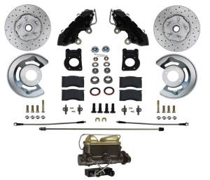 LEED Brakes MANUAL FRONT DISC BRAKE CONVERSION KIT WITH DRILLED ROTORS AND BLACK POWDER-COATED CALIPERS for 1962-69 Ford Fairlane, 1963-69 Falcon & Ranchero, 1963-69 Mercury Comet, 1964-69 Cyclone - BFC0001-4C7X