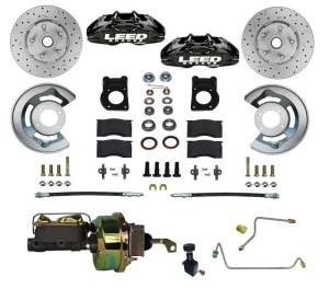 LEED Brakes - LEED Brakes MaxGrip Lite 4 Piston Power Disc Brake Conversion 64.5-66 Ford Manual Trans | Black Calipers - BFC0005-H405MX - Image 1