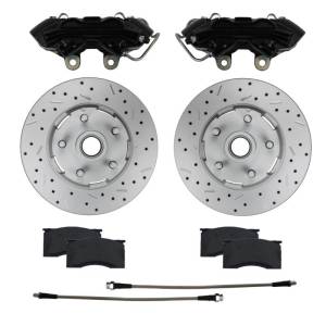 LEED Brakes - LEED Brakes 4 Piston Calipers | Caliper Upgrade for 1964-67 Mustang with MaxGrip XDS Rotors & Black Powder Coated Calipers - BCC0001RKX - Image 1