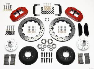 Wilwood Narrow Superlite 6R Front Hub Kit 12.88in Drilled Red 1968-1969 Mustang Disc Spindle - 140-10219-DR