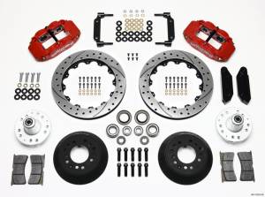 Wilwood Narrow Superlite 6R Front Hub Kit 12.88in Drilled Red 1970-1973 Mustang Disc Spindle - 140-10220-DR