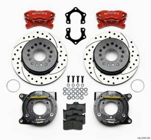 Wilwood Forged Dynalite P/S Park Brake Kit Drilled Red Mopar/Dana 2.50in Off w/Snap Ring Brng - 140-10767-DR
