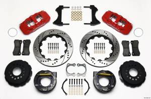 Wilwood AERO4 Rear P-Brake Kit 14.00in Drilled Red Big Ford New Style 2.36in Offset - 140-10944-DR