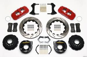 Wilwood AERO4 Rear P-Brake Kit 14.00in Drill Red Mopar/Dana 2.36in Off w/Snap Ring Brng - 140-10951-DR