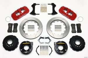 Wilwood AERO4 Rear P-Brake Kit 14.00in Red Mopar/Dana 2.36in Off w/Snap Ring Brng - 140-10951-R