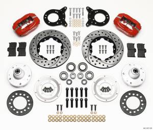 Wilwood Forged Dynalite Front Kit 11.00in Dril Red 1965-1969 Mustang Disc & Drum Spindle - 140-11071-DR