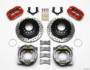 Wilwood Dynapro Low-Profile 11.00in P-Brake Kit Drill-Red Mopar/Dana 2.50in Off w/Snap Ring Brng - 140-11386-DR
